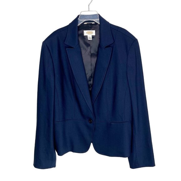 Talbots Navy Blue Wool One Button Blazer Jacket Size 12 - Picture 1 of 10